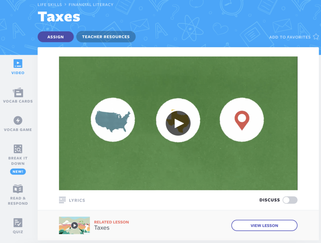 Nearpod Original Taxes video lesson