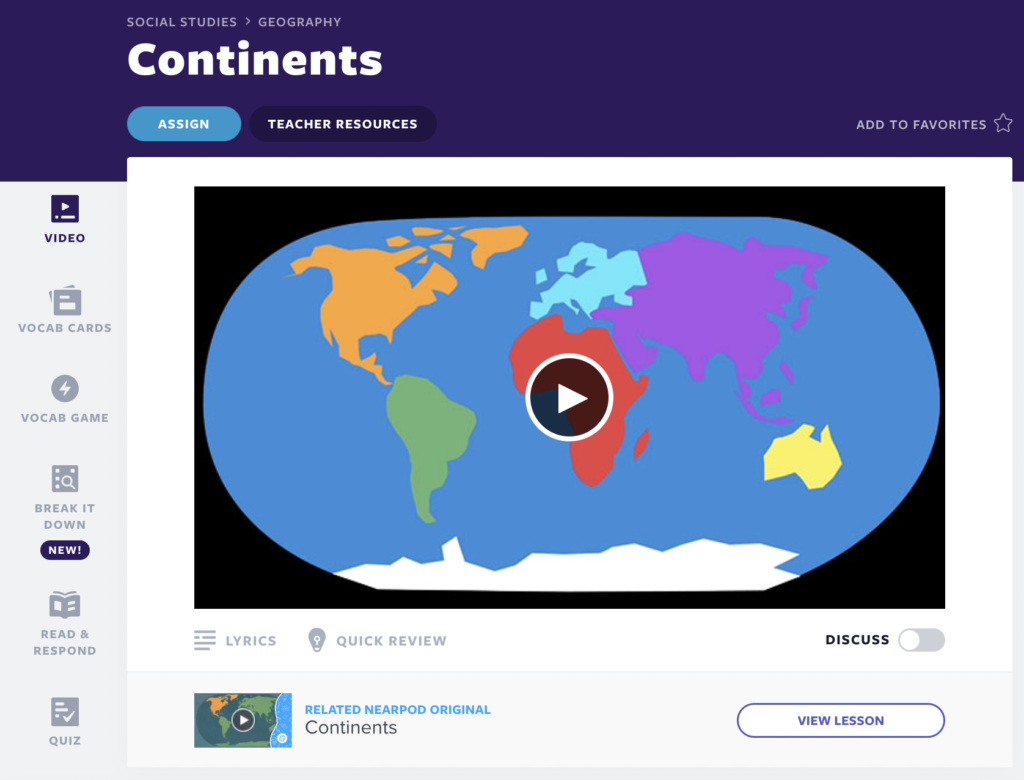 Continents lesson cover for educational videos