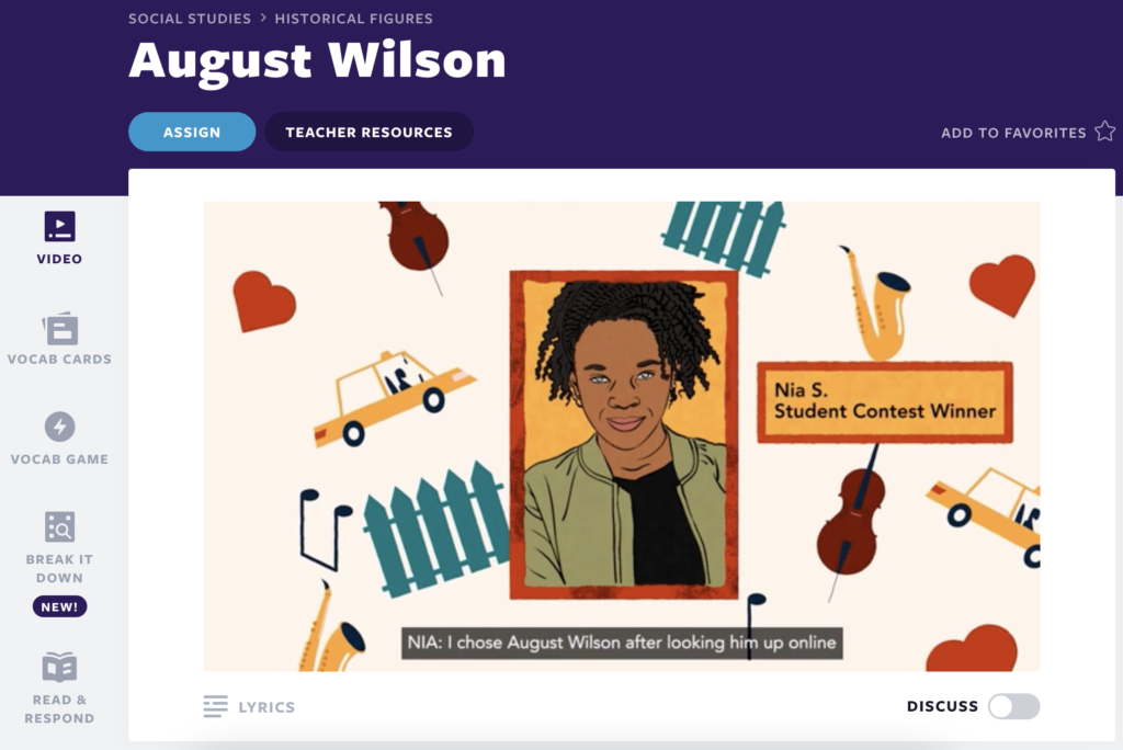 August Wilson Flocabulary video