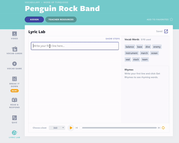 Lyric Lab activity for mnemonics devices