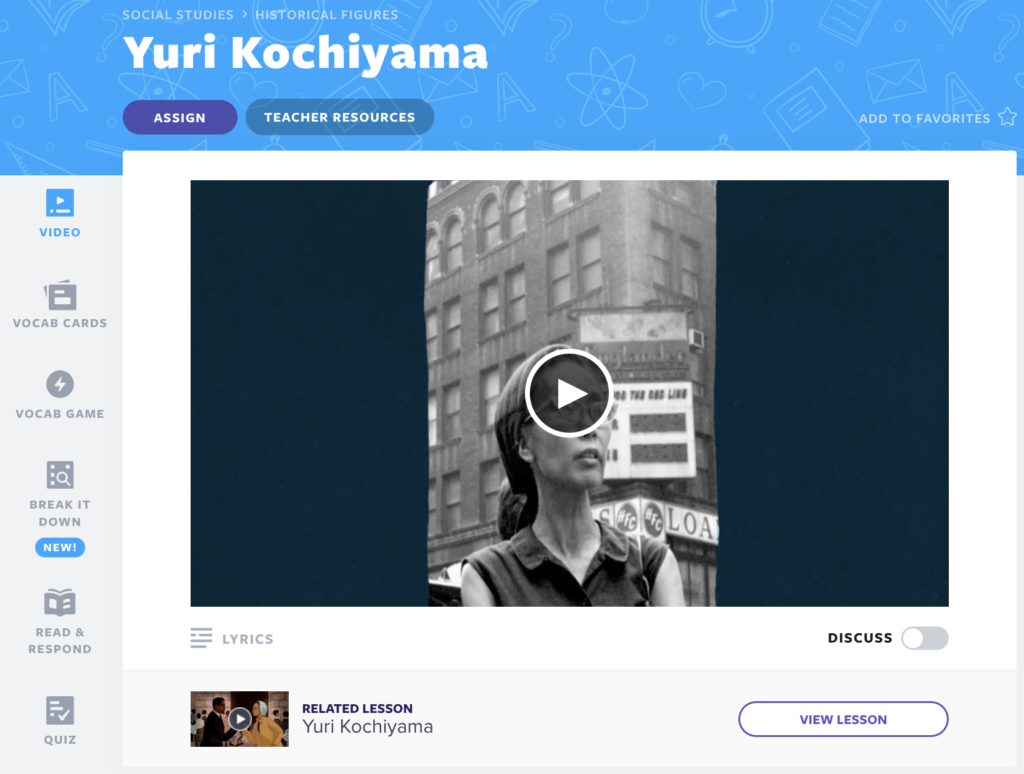 Yuri Kochiyama Nearpod Original video