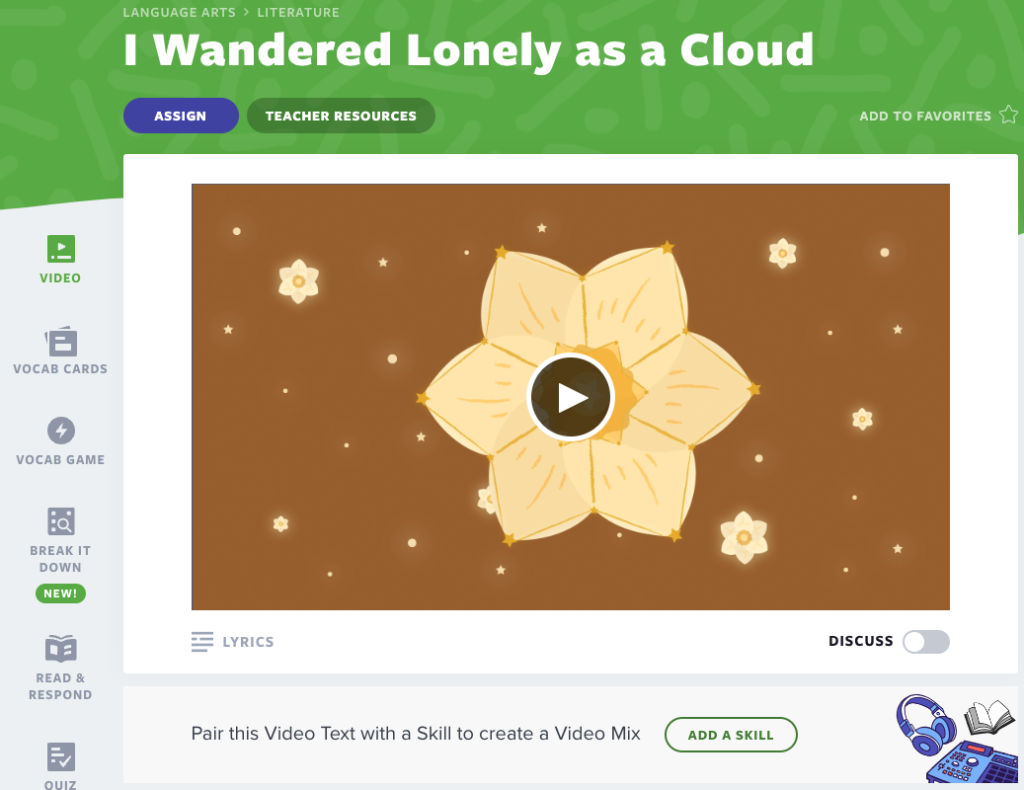 I Wandered Lonely as a Cloud video lesson