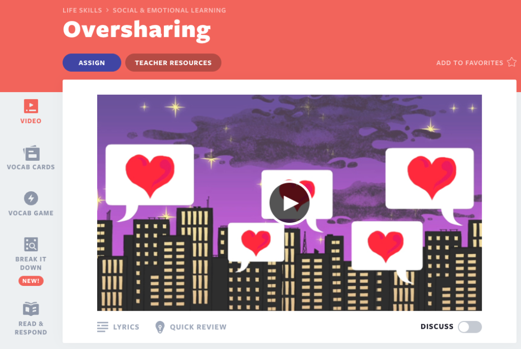 Digital literacy video about Oversharing