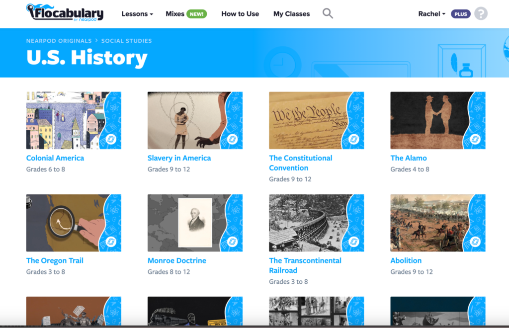 U.S. History Nearpod Originals Flocab video lessons