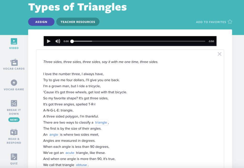 Types of Triangles Flocabulary lyrics