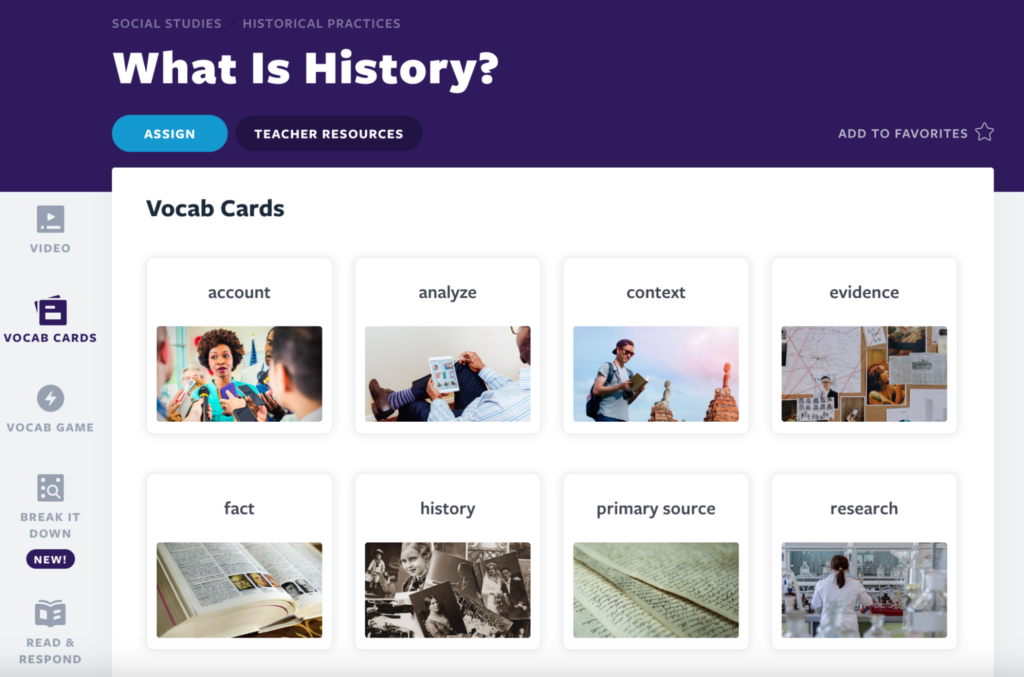 What is history? Vocab Cards