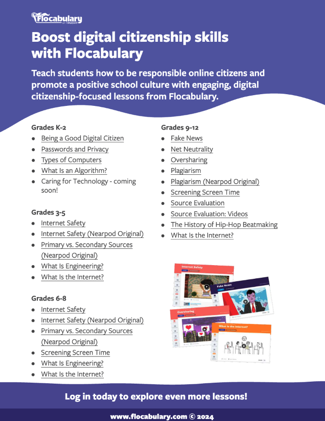 Flocabulary Digital Citizenship lessons PDF