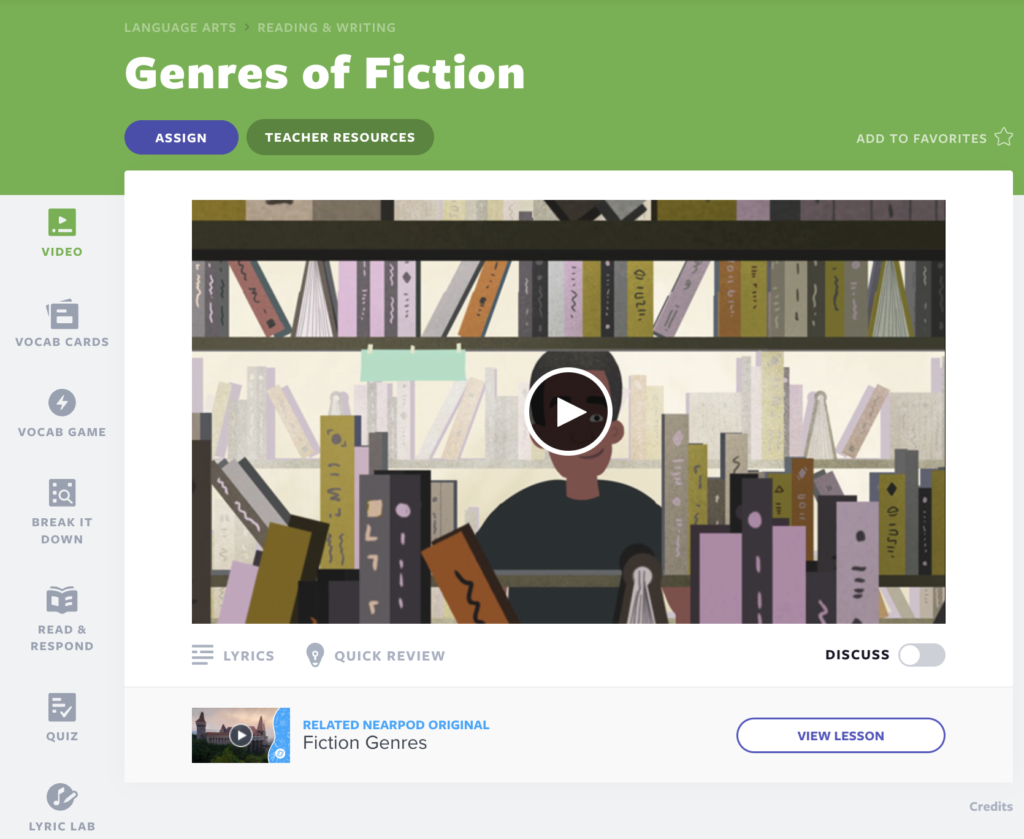 Genres of Fiction lesson